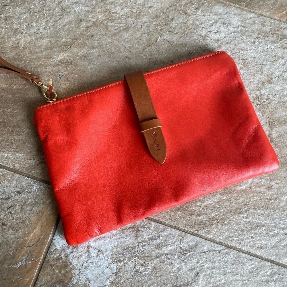 GARUGLIERI Red Leather Wristlet/Pouch